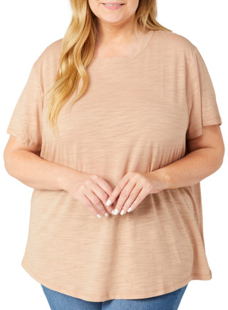 Thumbnail 1: Blue Sol Blue Sol Plus Solid Luxey Scoop Neck Short Sleeve Top 