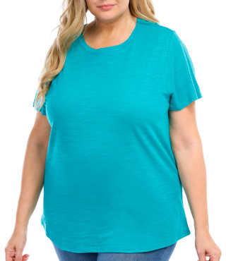 Thumbnail 4: Blue Sol Blue Sol Plus Solid Luxey Scoop Neck Short Sleeve Top 