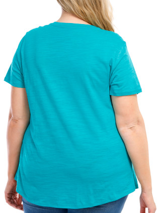 Thumbnail 3: Blue Sol Blue Sol Plus Solid Luxey Scoop Neck Short Sleeve Top 