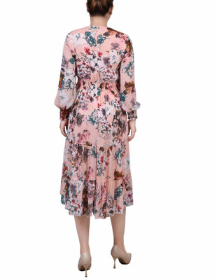 Thumbnail 2: NY COLLECTION NY Collection Womens Long Sleeve Clip Dot Chiffon Dress 