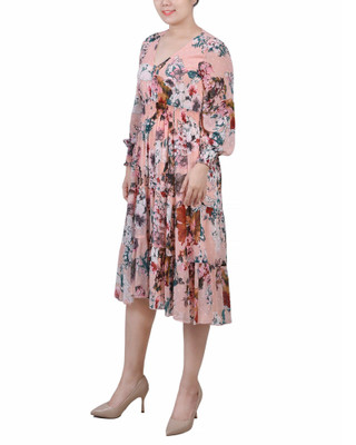 Thumbnail 3: NY COLLECTION NY Collection Womens Long Sleeve Clip Dot Chiffon Dress 