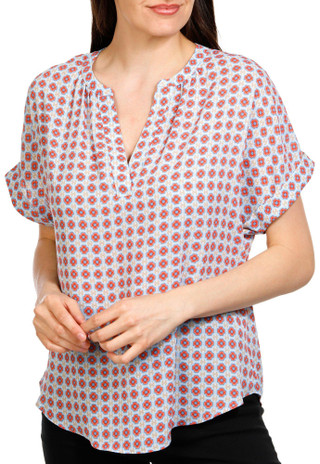 Thumbnail 3: T. Tahari T. Tahari Womens Split Neck Rolled Cuff Blouse 