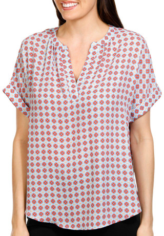 Thumbnail 1: T. Tahari T. Tahari Womens Split Neck Rolled Cuff Blouse 