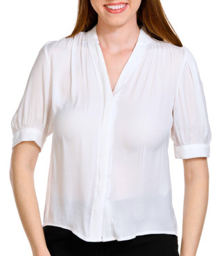 Thumbnail 1: T. Tahari T. Tahari Womens Solid Puffer Sleeve Blouse 