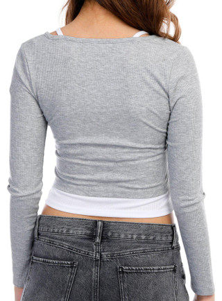 Thumbnail 3: Madden Girl Madden Girl Juniors 2 layer Henley Top 