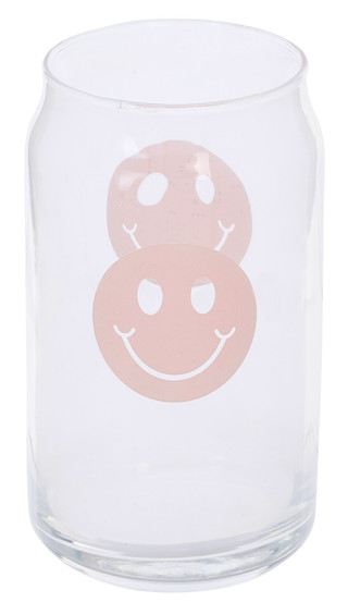 Thumbnail 3: AZZURE Azzure Glass Cup with Smiley Face Decal W/Straw & Lid 