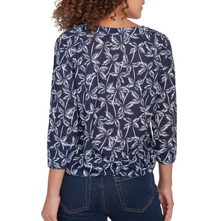 Thumbnail 2: Hearts of Palm Hearts of Palm Womens 3/4 Sleeve Embroidered Blouson Top 