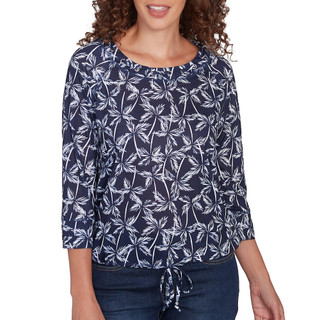 Thumbnail 1: Hearts of Palm Hearts of Palm Womens 3/4 Sleeve Embroidered Blouson Top 