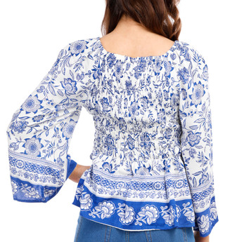 Thumbnail 3: Angie Angie Juniors Long Sleeve Smocked Peplum Top 