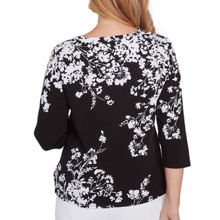 Thumbnail 2: Alfred Dunner Alfred Dunner Womens Asymmetric Floral Monotone Top 