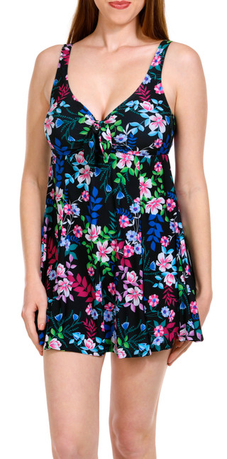 Thumbnail 1: Paradise Bay Paradise Bay Womens Bow Front Print Swim Dress 