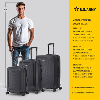 Thumbnail 18: US ARMY U.S. ARMY FOX 3-Piece TSA Lock  Hard-Flex Luggage Set 