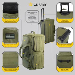 Thumbnail 16: US ARMY U.S. Army ROMEO 28 in. Tactical Rolling Duffel 