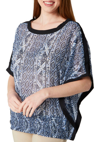 Thumbnail 1: NY COLLECTION NY Collection Womens Long Sleeve Chiffon Poncho Top 