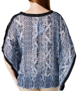 Thumbnail 2: NY COLLECTION NY Collection Womens Long Sleeve Chiffon Poncho Top 