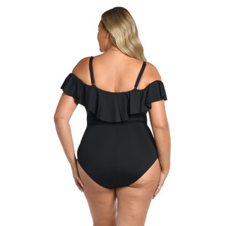 Thumbnail 4: La Blanca La Blanca Plus Solid Off The Shoulder One Piece Swimsuit 