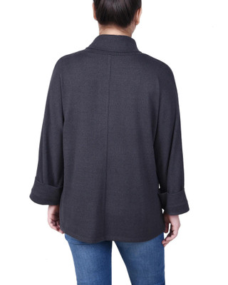 Thumbnail 3: NY COLLECTION NY Collection Petite Long Sleeve Shawl Collar Top 