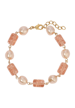 Thumbnail 1: 1928 Jewelry 1928 Jewelry Peach Cracked Glass Faux Pearl Bracelet 