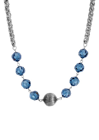 Thumbnail 1: 1928 Jewelry 1928 Jewelry Blue Glass Silver Bead Necklace 