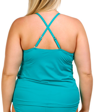 Thumbnail 2: La Blanca La Blanca Plus Solid High Neck Keyhole Tankini Top 
