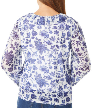 Thumbnail 2: Blue Sol Blue Sol Womens Dahlia Floral Mesh Ruffle Long Sleeve Top 