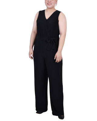 Thumbnail 1: NY COLLECTION NY Collection Womens Plus Size Sleeveless Belted Jumpsuit 