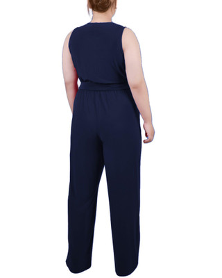 Thumbnail 2: NY COLLECTION NY Collection Womens Plus Size Sleeveless Belted Jumpsuit 