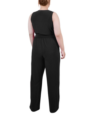 Thumbnail 2: NY COLLECTION NY Collection Womens Plus Size Sleeveless Belted Jumpsuit 