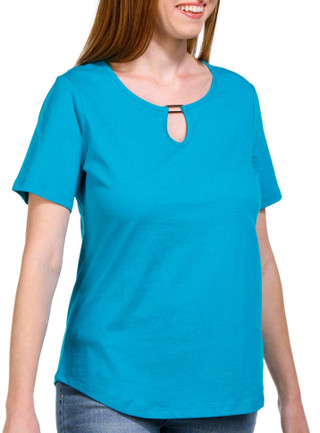 Thumbnail 1: Coral Bay Coral Bay Womens Short Sleeve Keyhole Neck Everyday Tee 