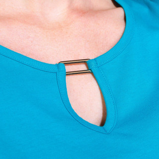 Thumbnail 3: Coral Bay Coral Bay Womens Short Sleeve Keyhole Neck Everyday Tee 
