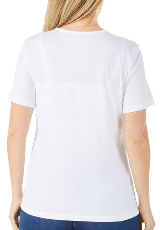 Thumbnail 2: Coral Bay Coral Bay Womens Short Sleeve Embellished Flamingo Tee 