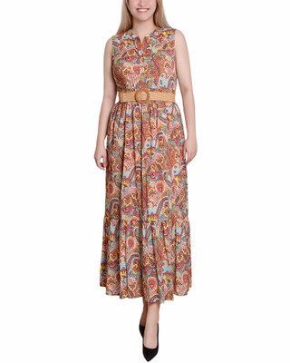 Thumbnail 1: NY COLLECTION NY Collection Womens Belted Sleeveless Midi Dress 
