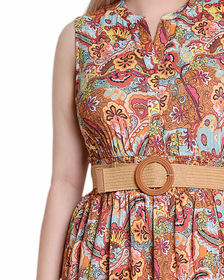 Thumbnail 4: NY COLLECTION NY Collection Womens Belted Sleeveless Midi Dress 