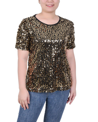 Thumbnail 1: NY COLLECTION NY Collection Petite Short Sleeve Sequined Top 