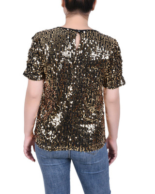 Thumbnail 2: NY COLLECTION NY Collection Petite Short Sleeve Sequined Top 