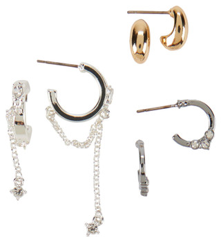 Thumbnail 2: NINE WEST Nine West 3 pc Hoop With Post-Back Earring Set 
