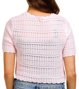 Thumbnail 2: No Comment No Comment Juniors Short Sleeve Tie Front Crochet Cardigan 