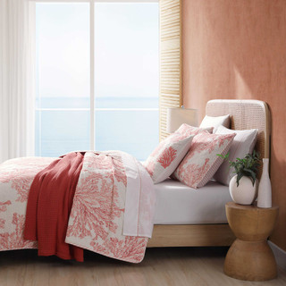 Thumbnail 6: Tommy Bahama Tommy Bahama 3 Pc Reversible Coral Garden Quilt Set 