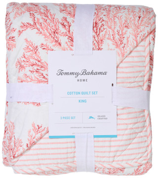 Thumbnail 1: Tommy Bahama Tommy Bahama 3 Pc Reversible Coral Garden Quilt Set 