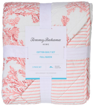 Thumbnail 3: Tommy Bahama Tommy Bahama 3 Pc Reversible Coral Garden Quilt Set 