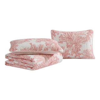 Thumbnail 12: Tommy Bahama Tommy Bahama 3 Pc Reversible Coral Garden Quilt Set 
