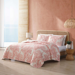 Thumbnail 4: Tommy Bahama Tommy Bahama 3 Pc Reversible Coral Garden Quilt Set 