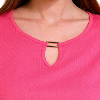 Thumbnail 3: Coral Bay Coral Bay Petite Short Sleeve Keyhole Neck Everyday Tee 