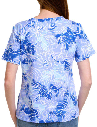Thumbnail 2: Coral Bay Coral Bay Petite Print Crisscross Short Sleeve Top 