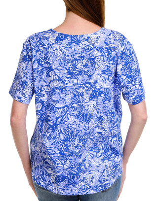 Thumbnail 2: Coral Bay Coral Bay Petite Print Crisscross Short Sleeve Top 