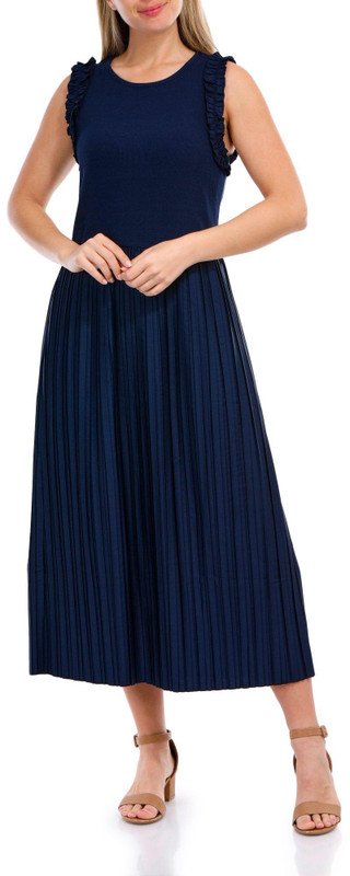 Thumbnail 3: Ellen Tracy Ellen Tracy Womens Sleeveless Ruffle Pleated Midi Dress 