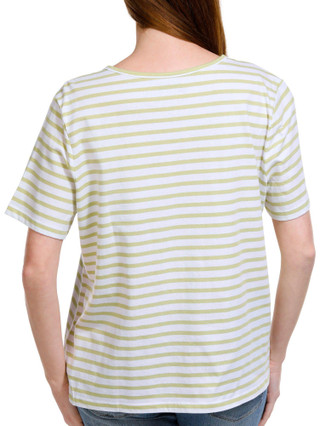 Thumbnail 2: Coral Bay Coral Bay Petite Stripe Split Neck Short Sleeve Top 
