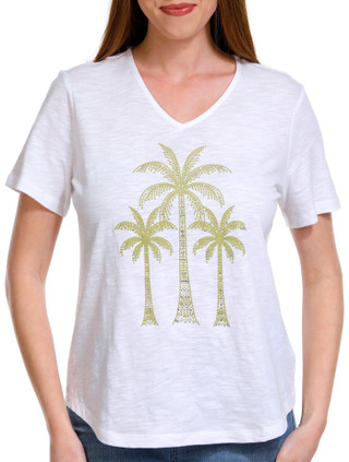 Thumbnail 1: Coral Bay Coral Bay Petite Embellished Short Sleeve Top 