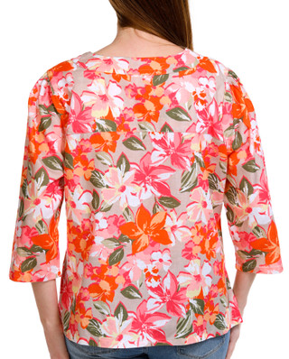 Thumbnail 2: NUCO Nuco Petite Printed Button Front 3/4 Sleeve Top 