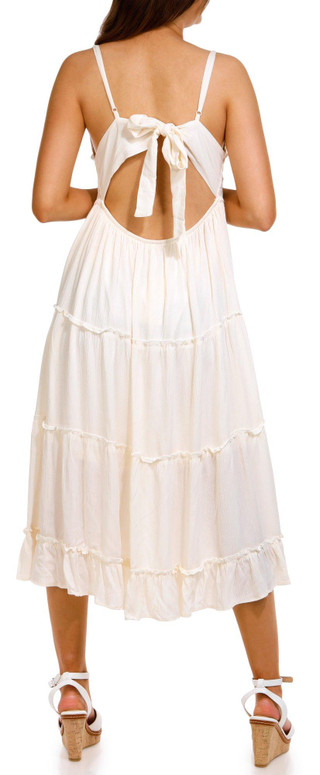 Thumbnail 2: No Comment No Comment Juniors Solid Crochet Tier Midi Dress 